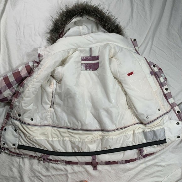 Burton Geo 3/2 Insulated Plaid Snowboarding Jacket Dusty Rose - Picture 11 of 12